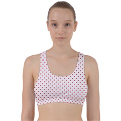 Small Christmas Red Polka Dot Hearts On Snow White Back Weave Sports Bra by PodArtist