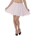 Small Christmas Red Polka Dot Hearts On Snow White Velvet Skater Skirt View1