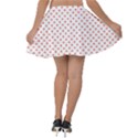 Small Christmas Red Polka Dot Hearts On Snow White Velvet Skater Skirt View2