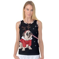 Pug Xmas Women s Basketball Tank Top by Valentinaart