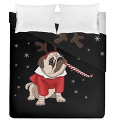 Pug Xmas Duvet Cover Double Side (queen Size) by Valentinaart