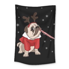 Pug Xmas Small Tapestry by Valentinaart