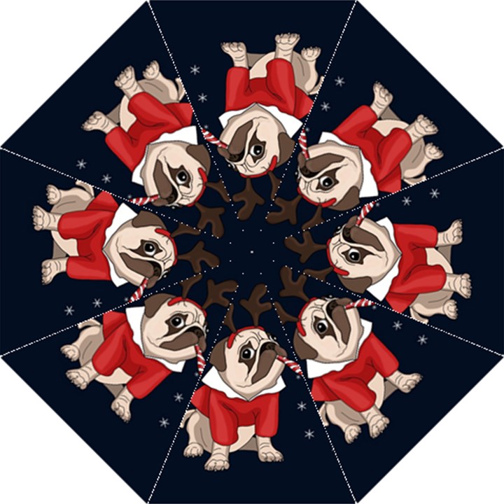 Pug Xmas Straight Umbrellas