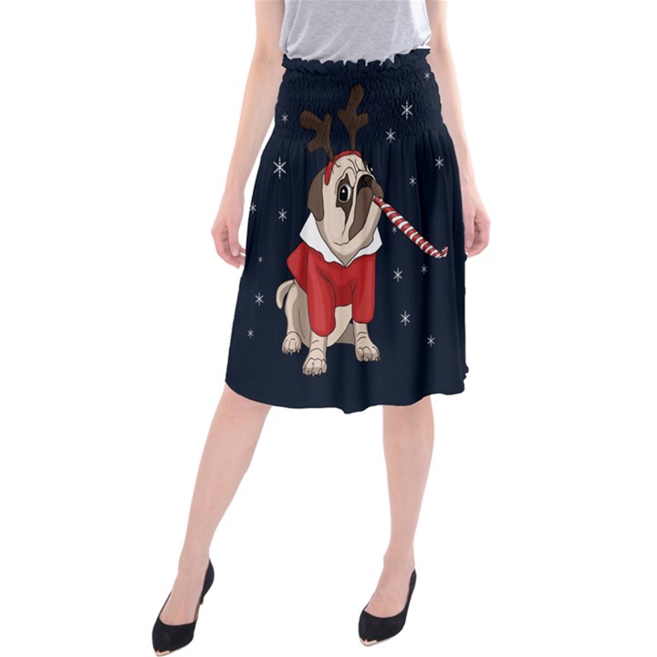 Pug Xmas Midi Beach Skirt