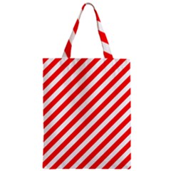 Christmas Red And White Candy Cane Stripes Zipper Classic Tote Bag by PodArtist