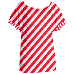 Christmas Red And White Candy Cane Stripes Women s Oversized Tee by PodArtist