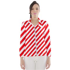 Christmas Red And White Candy Cane Stripes Wind Breaker (women)