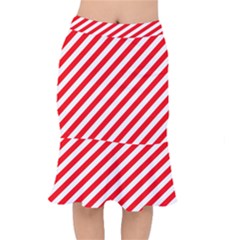 Christmas Red And White Candy Cane Stripes Mermaid Skirt by PodArtist