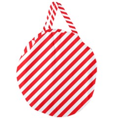 Christmas Red And White Candy Cane Stripes Giant Round Zipper Tote by PodArtist