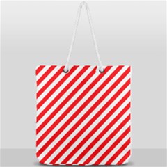 Christmas Red And White Candy Cane Stripes Full Print Rope Handle Tote (large) by PodArtist