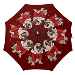 Pug Xmas Straight Umbrellas by Valentinaart