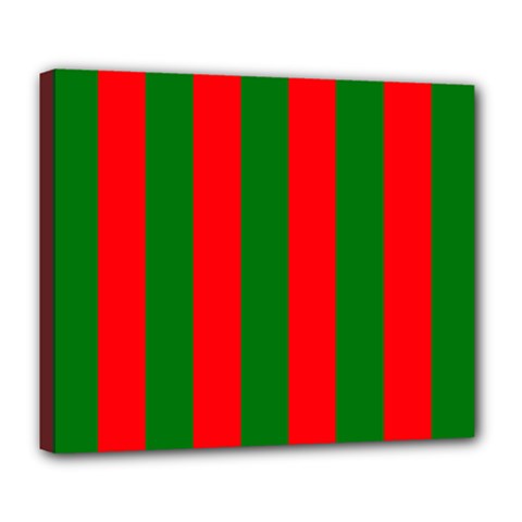 Wide Red And Green Christmas Cabana Stripes Deluxe Canvas 24  X 20   by PodArtist