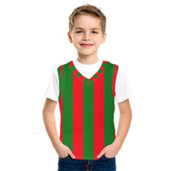 Wide Red And Green Christmas Cabana Stripes Kids  Sportswear by PodArtist