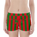 Wide Red and Green Christmas Cabana Stripes Boyleg Bikini Wrap Bottoms View1