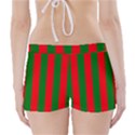 Wide Red and Green Christmas Cabana Stripes Boyleg Bikini Wrap Bottoms View2