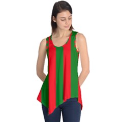 Wide Red And Green Christmas Cabana Stripes Sleeveless Tunic by PodArtist