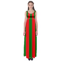 Wide Red And Green Christmas Cabana Stripes Empire Waist Maxi Dress by PodArtist