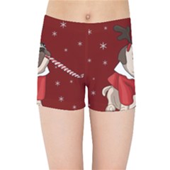 Pug Xmas Kids Sports Shorts by Valentinaart