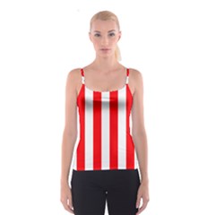 Wide Red And White Christmas Cabana Stripes Spaghetti Strap Top by PodArtist