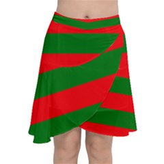 Red And Green Christmas Cabana Stripes Chiffon Wrap by PodArtist