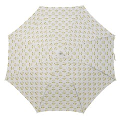 Gold Scales Of Justice On White Repeat Pattern All Over Print Straight Umbrellas by PodArtist