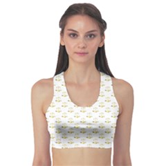 Gold Scales Of Justice On White Repeat Pattern All Over Print Sports Bra by PodArtist