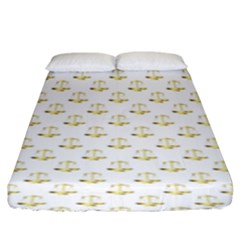 Gold Scales Of Justice On White Repeat Pattern All Over Print Fitted Sheet (king Size) by PodArtist