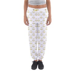 Gold Scales Of Justice On White Repeat Pattern All Over Print Women s Jogger Sweatpants by PodArtist