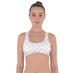 Gold Scales Of Justice On White Repeat Pattern All Over Print Got No Strings Sports Bra by PodArtist