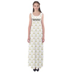 Gold Scales Of Justice On White Repeat Pattern All Over Print Empire Waist Maxi Dress by PodArtist