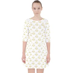 Gold Scales Of Justice On White Repeat Pattern All Over Print Pocket Dress by PodArtist