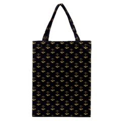 Gold Scales Of Justice On Black Repeat Pattern All Over Print  Classic Tote Bag by PodArtist