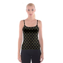 Gold Scales Of Justice On Black Repeat Pattern All Over Print  Spaghetti Strap Top by PodArtist