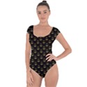 Gold Scales Of Justice on Black Repeat Pattern All Over Print  Short Sleeve Leotard  View1