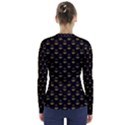 Gold Scales Of Justice on Black Repeat Pattern All Over Print  V-Neck Long Sleeve Top View2