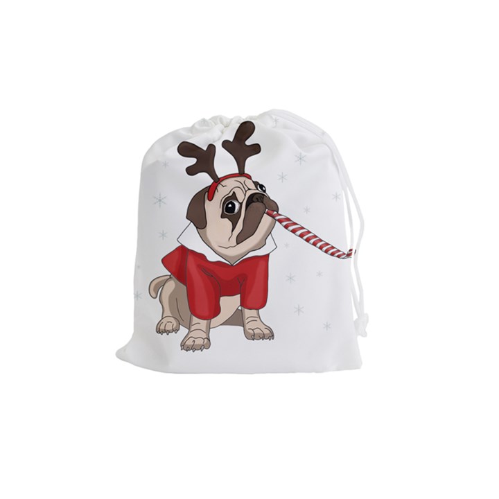 Pug Xmas Drawstring Pouches (Medium) 