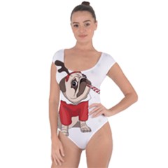 Pug Xmas Short Sleeve Leotard  by Valentinaart