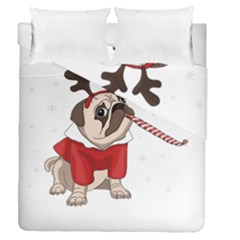 Pug Xmas Duvet Cover Double Side (queen Size) by Valentinaart