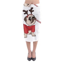 Pug Xmas Midi Pencil Skirt by Valentinaart