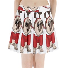 Pug Xmas Pleated Mini Skirt by Valentinaart