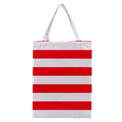 Christmas Red And White Cabana Stripes Classic Tote Bag by PodArtist