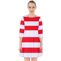 Christmas Red And White Cabana Stripes Smock Dress by PodArtist