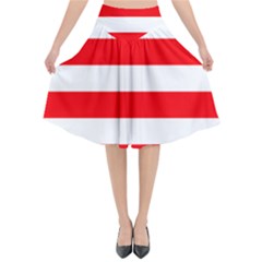 Christmas Red And White Cabana Stripes Flared Midi Skirt by PodArtist