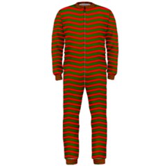 Christmas Red And Green Chevron Zig Zag Stripes Onepiece Jumpsuit (men) 