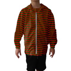 Christmas Red And Green Chevron Zig Zag Stripes Hooded Wind Breaker (kids) by PodArtist