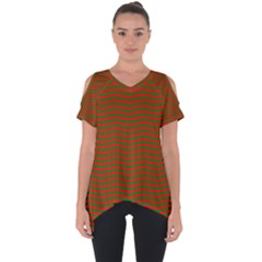 Christmas Red And Green Chevron Zig Zag Stripes Cut Out Side Drop Tee by PodArtist