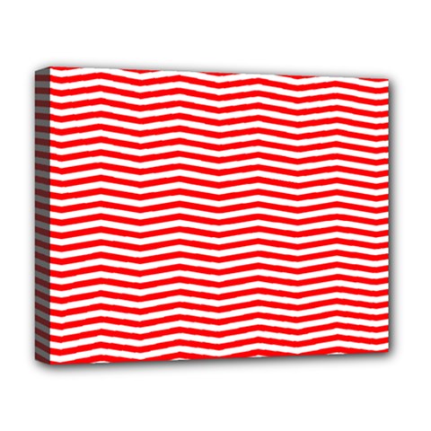 Christmas Red And White Chevron Stripes Deluxe Canvas 20  X 16   by PodArtist