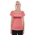 Christmas Red and White Chevron Stripes Cap Sleeve Tops View1