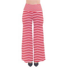 Christmas Red And White Chevron Stripes Pants by PodArtist