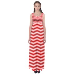 Christmas Red And White Chevron Stripes Empire Waist Maxi Dress by PodArtist